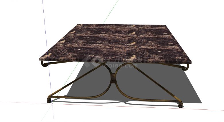 钢架支撑大理石桌面宽桌su模型-图二