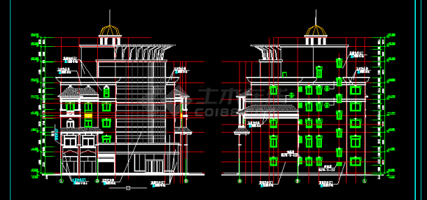 某豪华小区会所建筑方案设计全套CAD图纸-图二