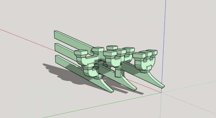 浅绿色堆叠式斗拱组件su模型_图1
