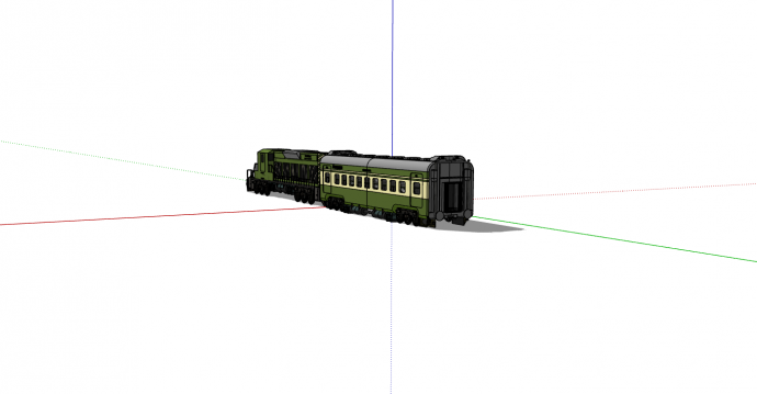 欧式复古绿色短火车su模型_图1