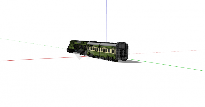 欧式复古绿色短火车su模型-图一