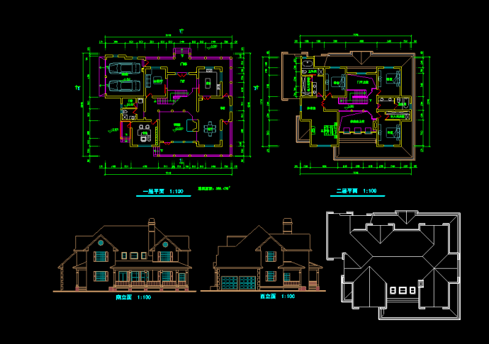 特色别墅方案CAD平立面设计施工图_图1