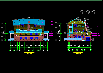 西湖别墅方案CAD平立剖面设计图纸-图二
