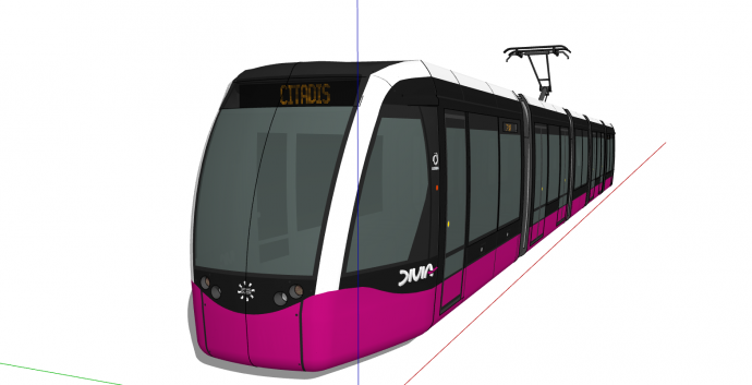 地铁黑白紫拼色外观su模型_图1