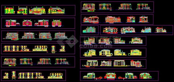 某楼盘多款俄式别墅建筑设计CAD外立面方案图-图一