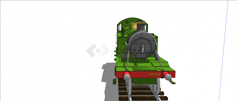 美式绿皮款式火车头 su模型-图二