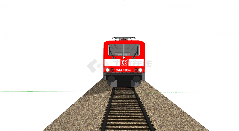 红色方形火车头火车su模型-图二
