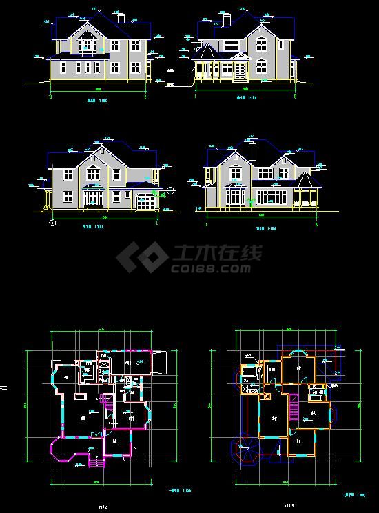 某地简单特色风格别墅建筑设计cad施工图-图一