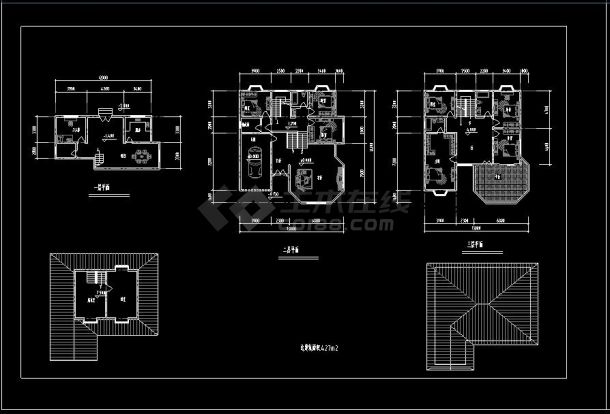 某楼盘三层住宅别墅建筑设计cad施工图-图二