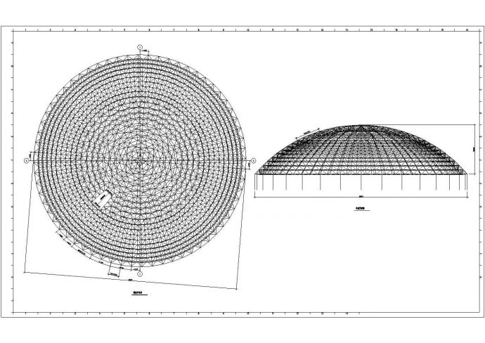 某86.616米大跨度球壳网架结构设计施工图_图1