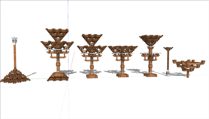 各式精神堡垒斗拱中式景观柱su模型_图1
