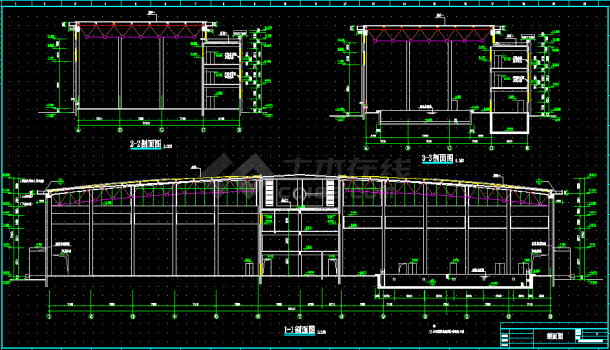 某市区体育馆CAD详细建筑设计图纸-图二