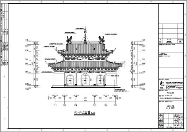 【四川】单层框架结构仿古建筑庙宇建筑施工图-图一