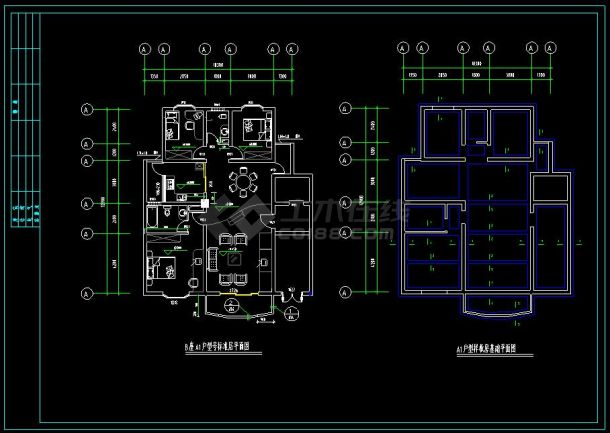 某楼盘别墅样板房建筑设计cad竣工图-图二