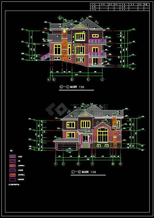 某高档别墅建筑设计方案cad施工图(含设计说明）-图二