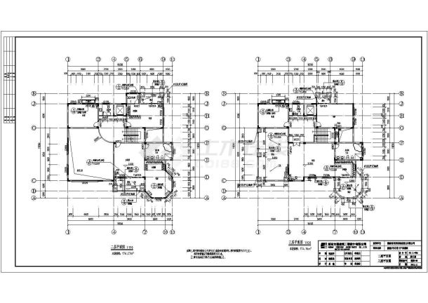 湖南某地三层框架结构高级别墅建筑结构施工图纸-图二