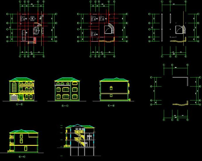 某楼盘项目欧式别墅建筑设计cad方案图_图1