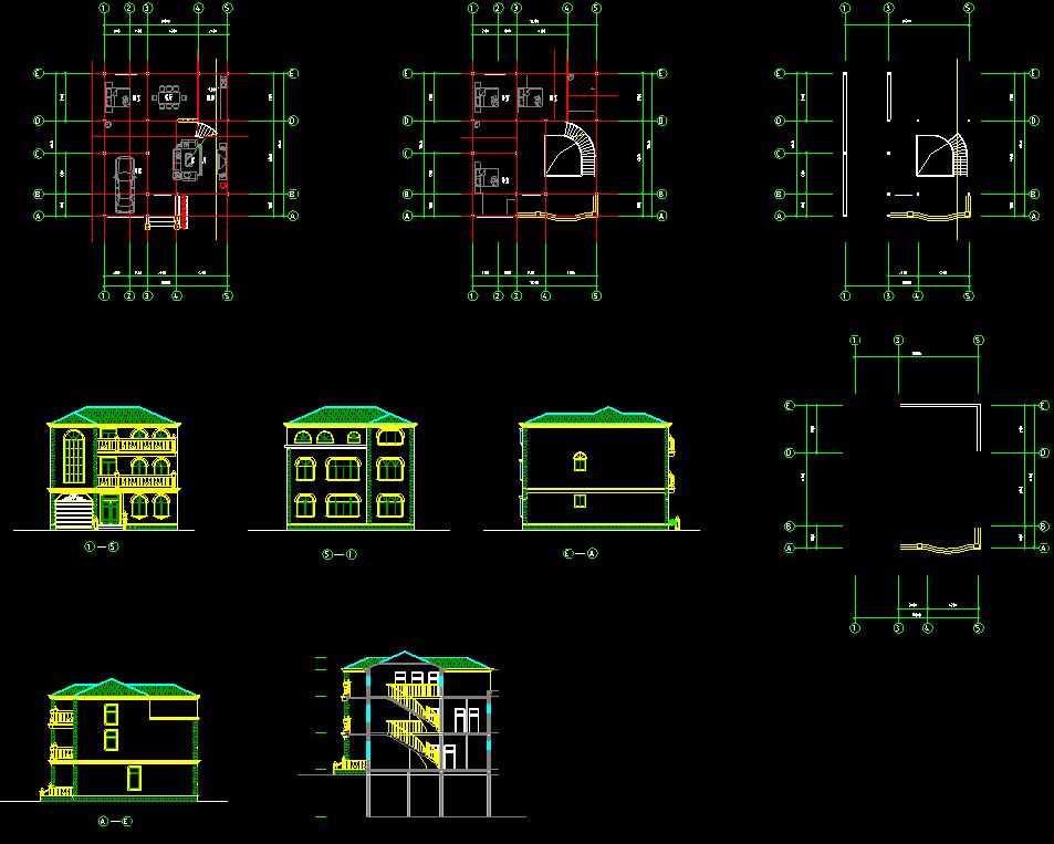某楼盘项目欧式别墅建筑设计cad方案图