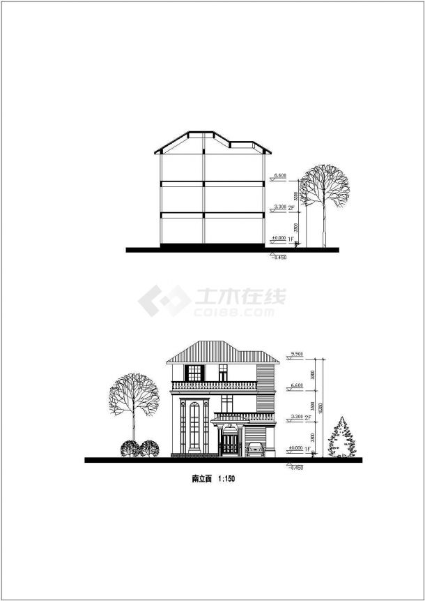 某地区多层砖混结构别墅方案设计图（十余套）-图一
