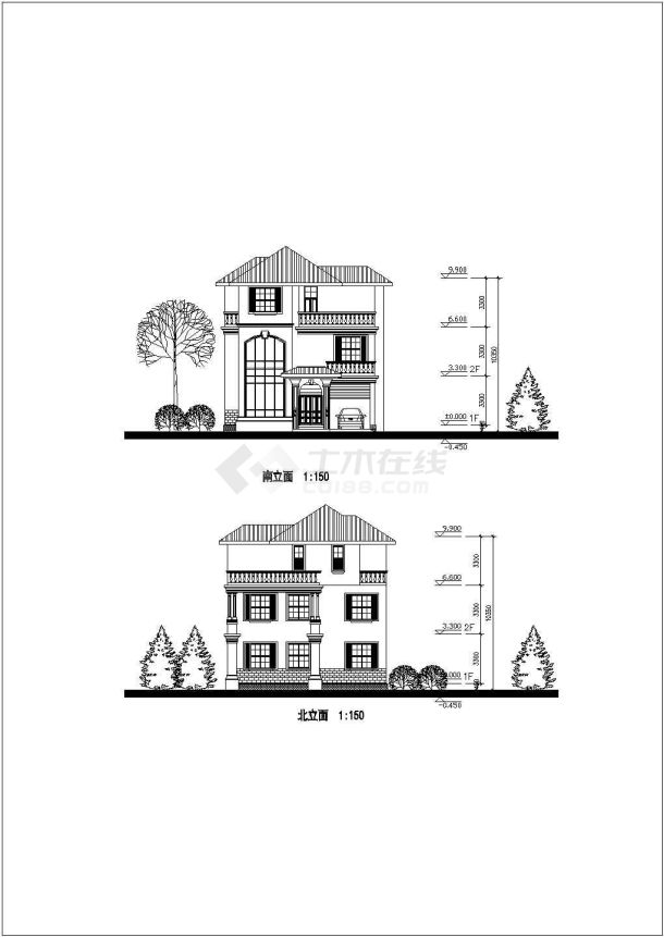 某地区多层砖混结构别墅方案设计图（十余套）-图二