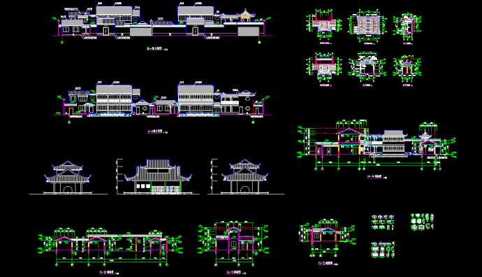 一套实用古建筑cad平剖面施工图纸_图1