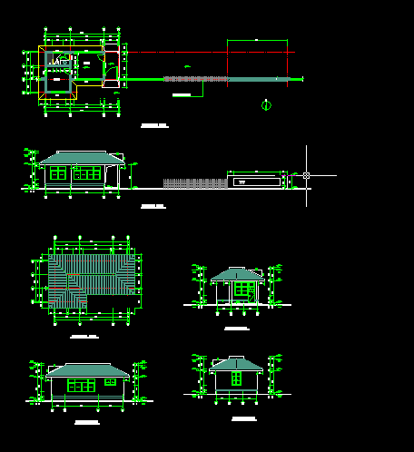 办公楼门卫建筑方案设计全套CAD图纸-图一