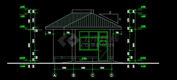 办公楼门卫建筑方案设计全套CAD图纸-图二