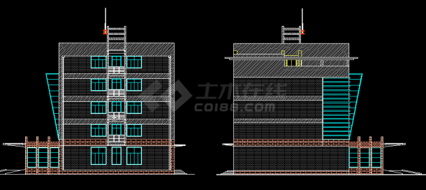 欧式办公楼建筑施工方案设计全套CAD图纸-图二