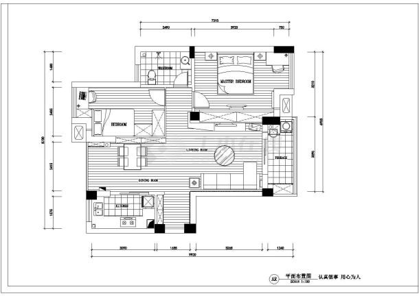 【深圳】宝安区某小区二室二厅装修施工图-图一