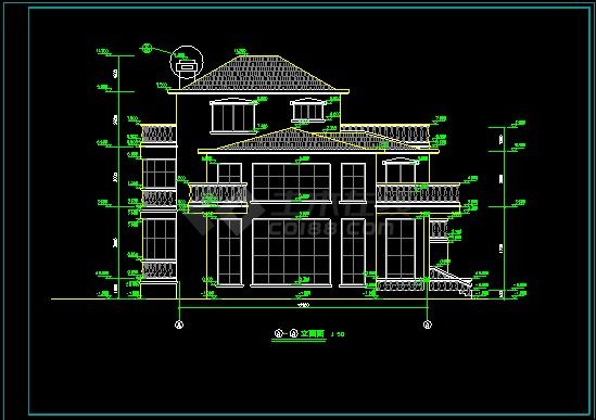 某地豪华公馆式别墅建筑CAD施工图纸-图二