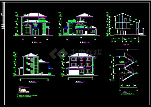 某经典别墅建筑CAD设计施工图纸-图二