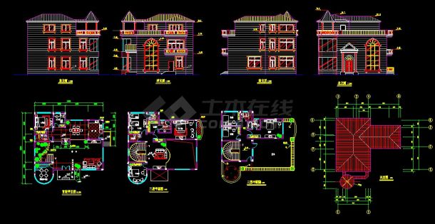 某经典别墅建筑CAD设计方案图纸-图一