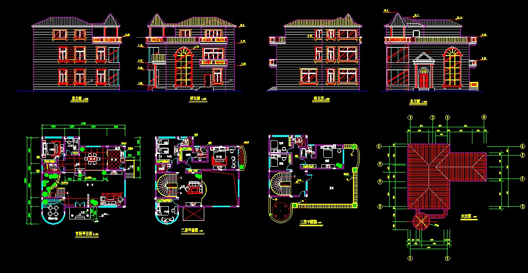 某经典别墅建筑CAD设计方案图纸