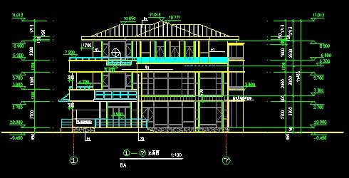 某经典别墅样板建筑设计CAD图纸-图二