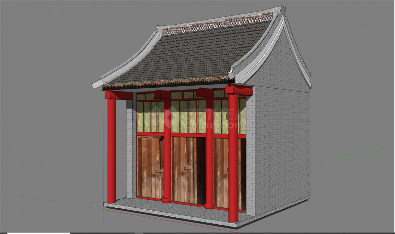 中式小型古建房屋su模型-图二