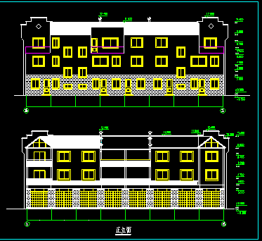 某多层别墅建筑CAD施工设计平立面图纸-图二