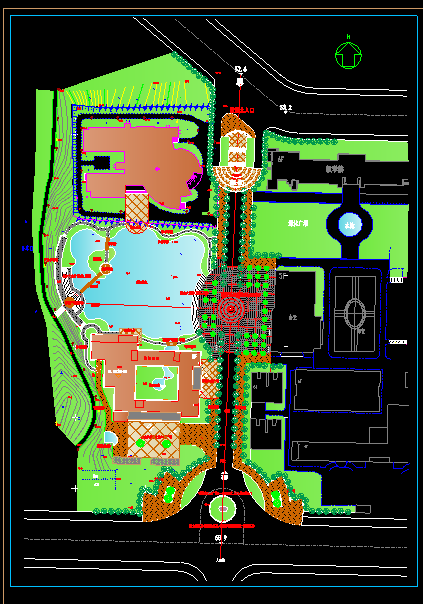 某专科学校景观规划cad平面设计图