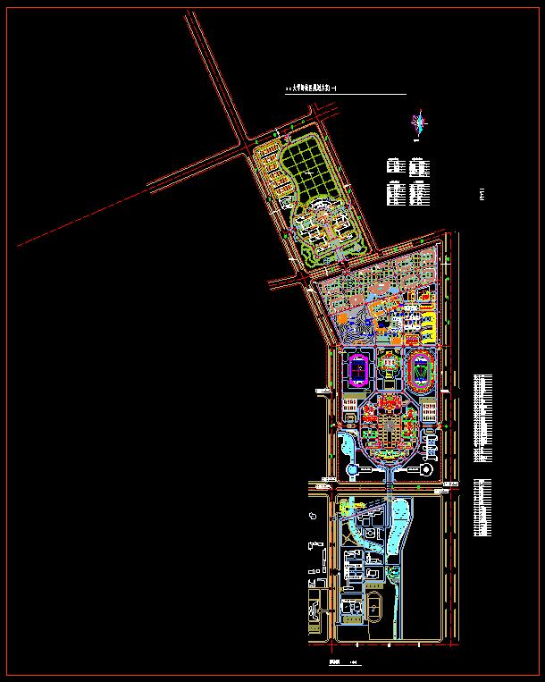 某大学校园规划设计cad区域位置图