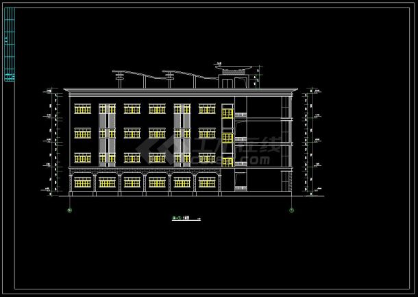 某理工学校教学楼建筑设计cad全套方案图-图二