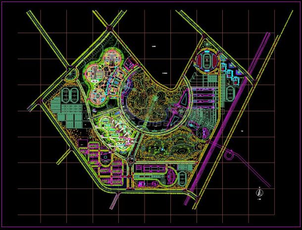 某大学新校区校园规划设计cad平面图-图一