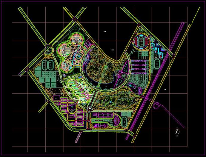 某大学新校区校园规划设计cad平面图_图1