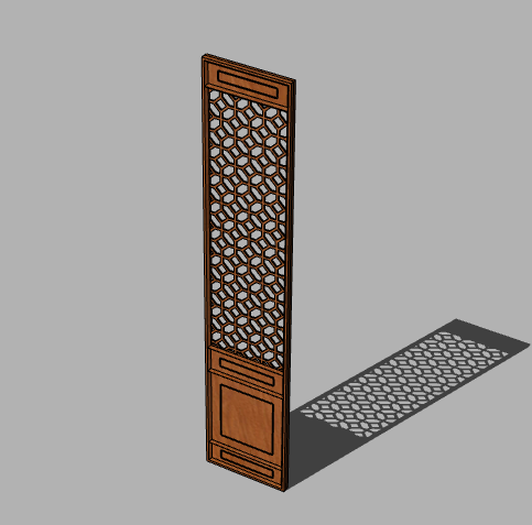木制长形中式门窗 su模型-图一