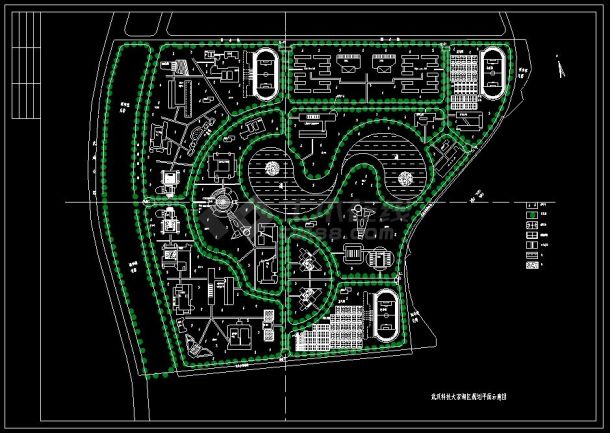 武汉科技大学湖区规划cad总平面图-图一