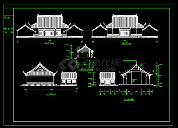 某地区财神殿设计cad全套建筑施工图-图二