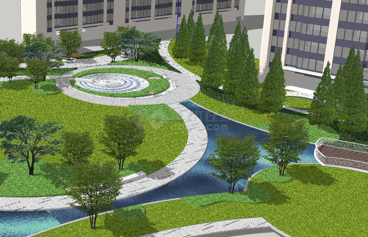 水池小区景观绿化su模型-图二