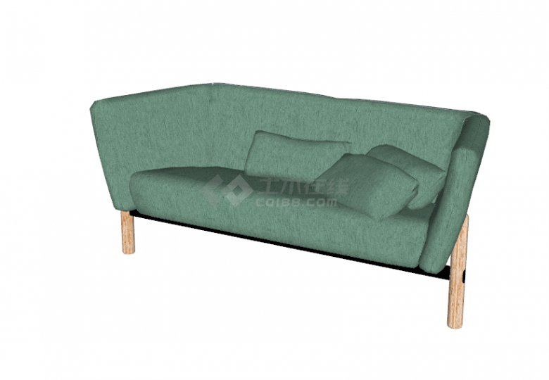 墨绿色沙发茶几休闲椅su模型-图一