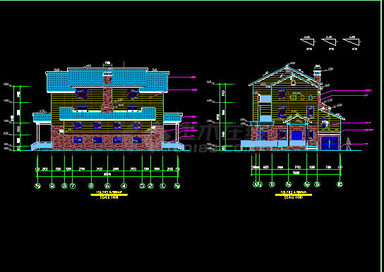 西湖某别墅方案建筑CAD设计施工图纸-图二