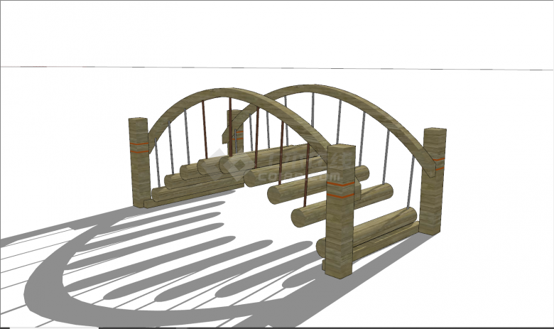 现代木质吊桥游乐设施su模型-图二