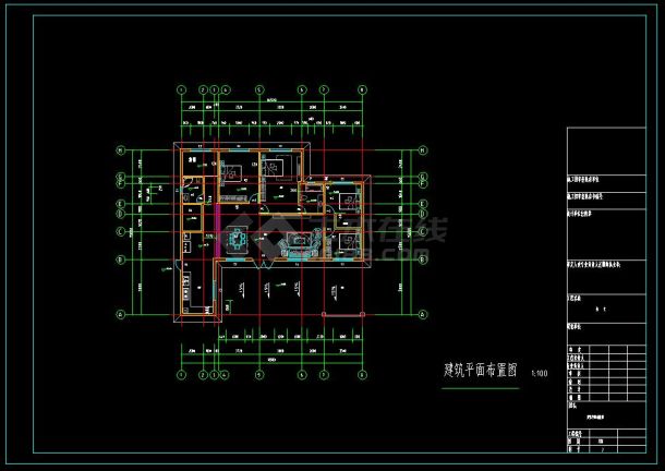 某地美式单层小别墅建筑设计cad施工图(含设计说明）-图二