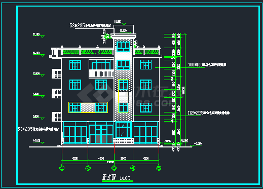 五层框架结构私人商住宅楼建筑设计图纸